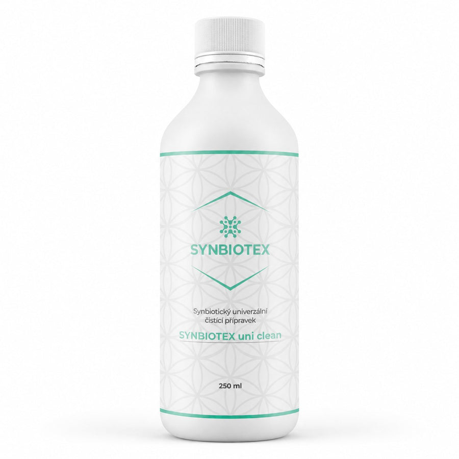 SYNBIOTEX uni clean — lahvička na bílém pozadí