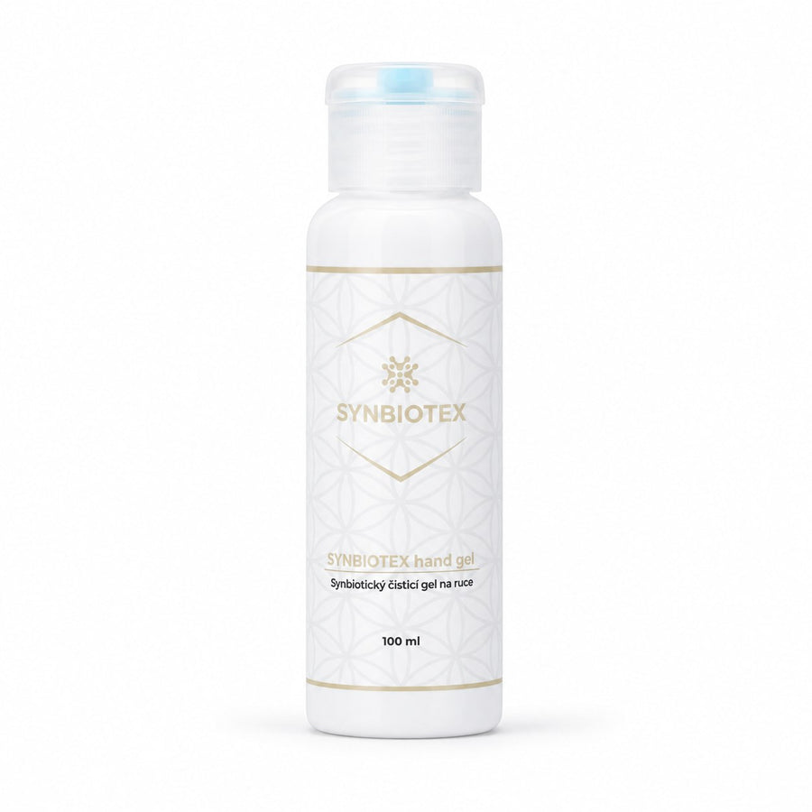 SYNBIOTEX hand gel — lahvička na bílém pozadí